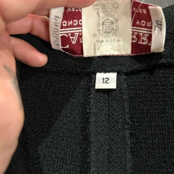 Vintage Castleberry NY London Knit Jacket Cardigan Chanel Vibes Black Gold - Picture 5 of 5